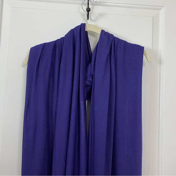 BOHO Oversized Grape Purple Diagonal Fringe Cut Viscose Shawl Wrap 76x30” Scarf - Picture 8 of 8